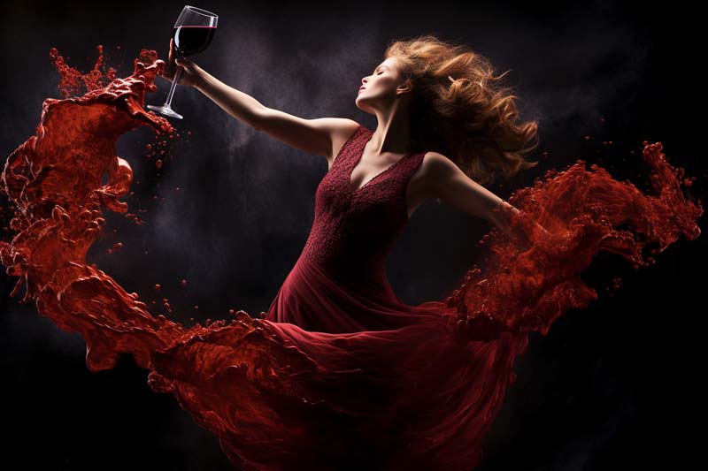 A Woman Dancing With Red Wine